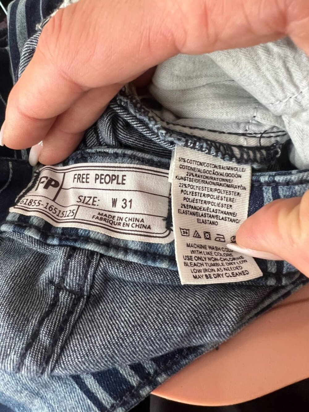 RARE NWT Free People Blue Stripe Super Flare Bell Bottom Jeans | Costal Cowgirl - Picture 15 of 16
